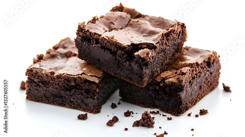 Delicious Chocolate Brownies Isolated on White Background