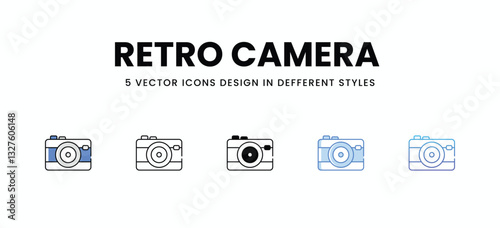 Retro Camera  vector icons set stock illustration