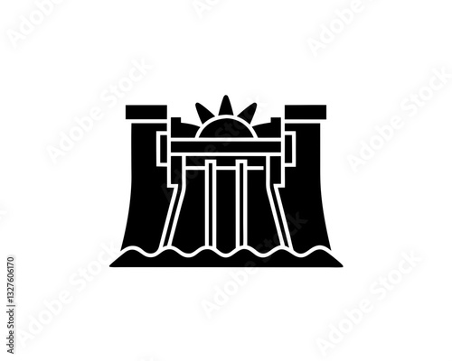 creative details hydroelectric dam icon vector illustration 