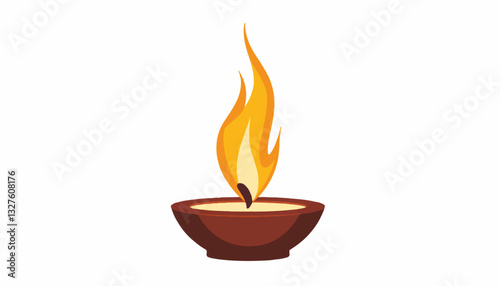 Flame flickering in a traditional oil lamp