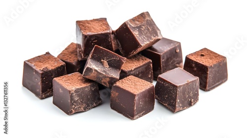 Chocolate cubes on a white background