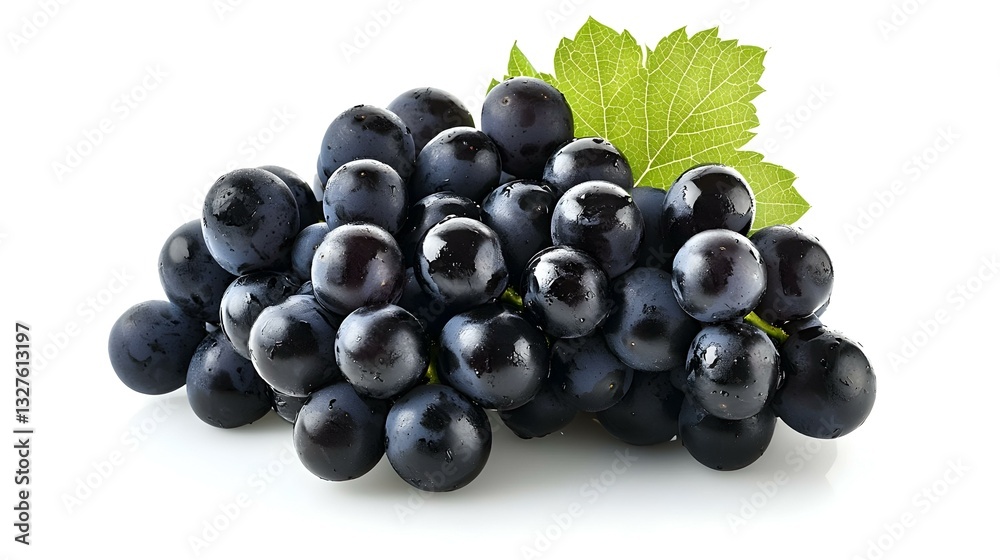 Fresh Black Grapes isolated on white background