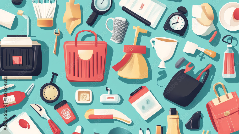 Hotel personal professional service objects executive help hostel tools seamless pattern background vector illustration.