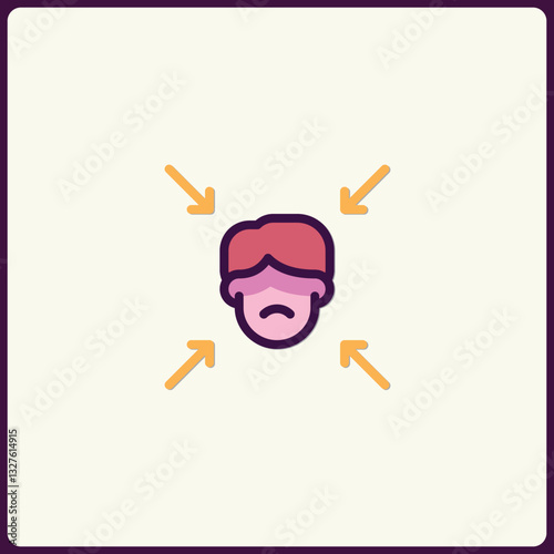 Conceptual icon illustrating the feeling of pressure and stress from all sides