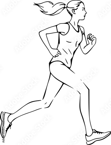 Outline illustration of a person jogging minimal sports and wellness vector design