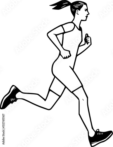 Outline illustration of a person jogging minimal sports and wellness vector design