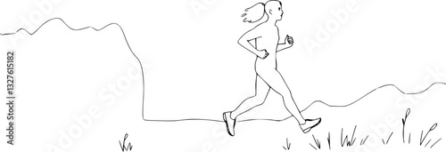 Outline illustration of a person jogging minimal sports and wellness vector design
