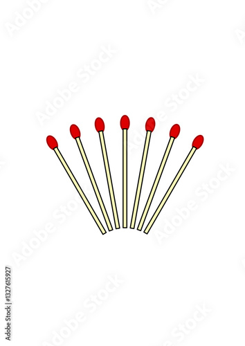seven fan-shaped matches, modern abstract vector graphic