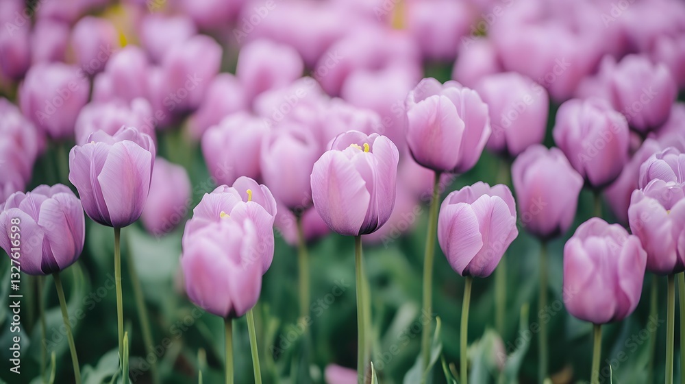 Stunning Lilac Tulips Field Spring Blossom Stunning Lilac Tulips Field Spring Blossom