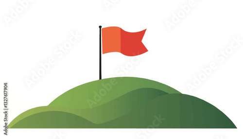 Red flag on green hills