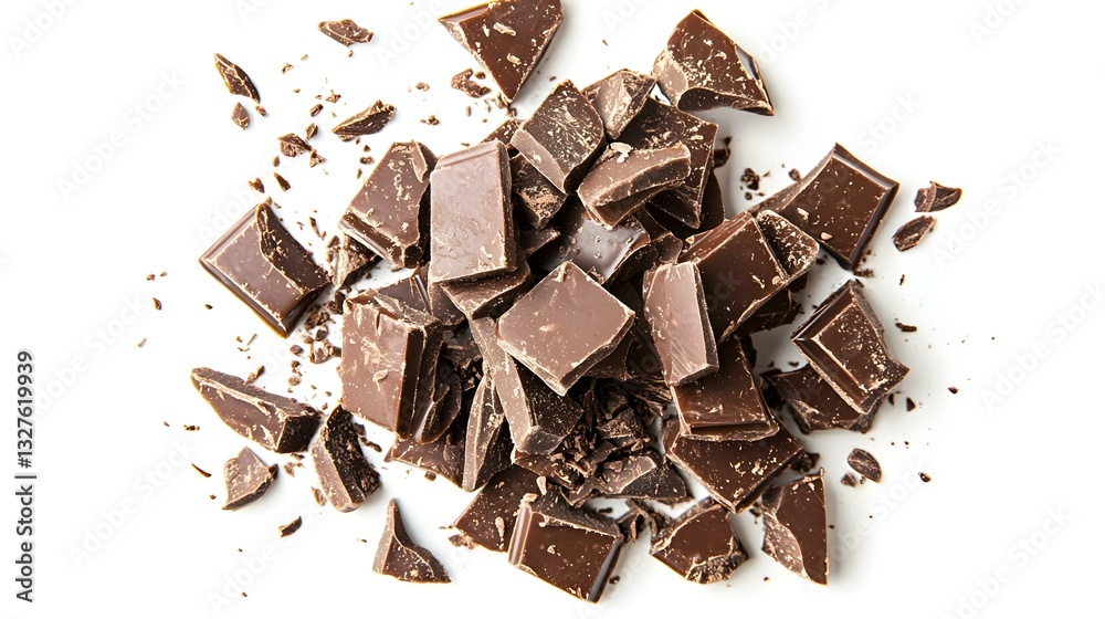 Fototapeta premium Dark chocolate chunks isolated on white background