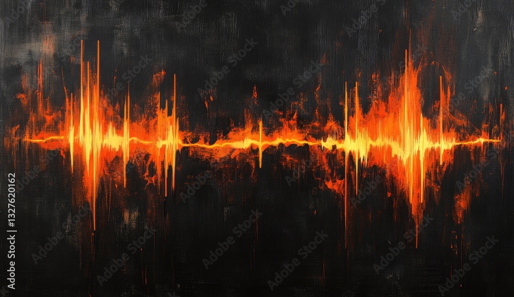 Fiery Audio Waves on Dark Background
