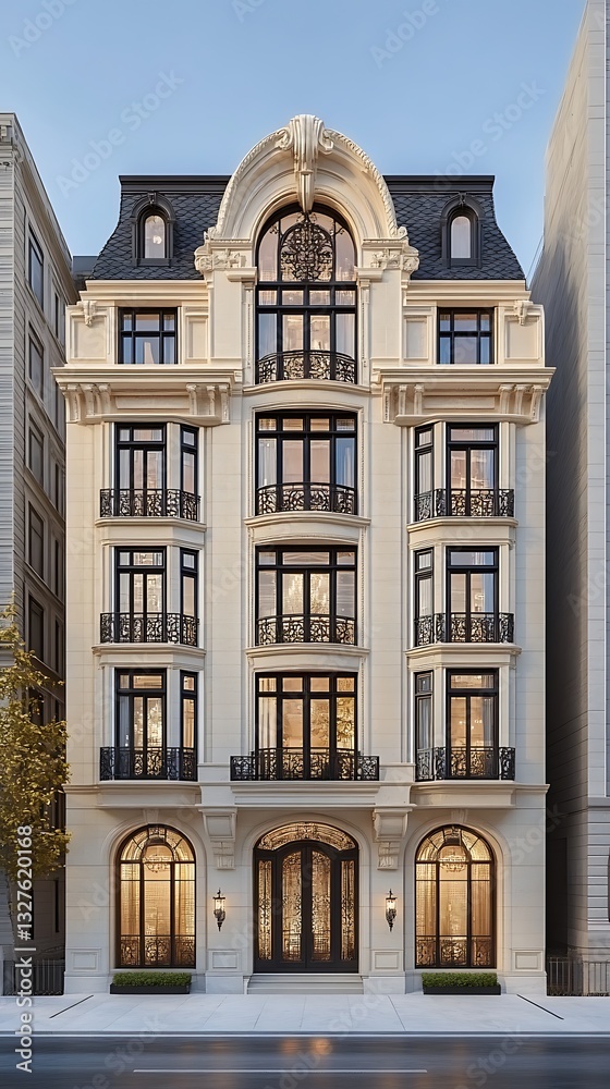 Fototapeta premium Luxury building facade, urban architecture, ornate design