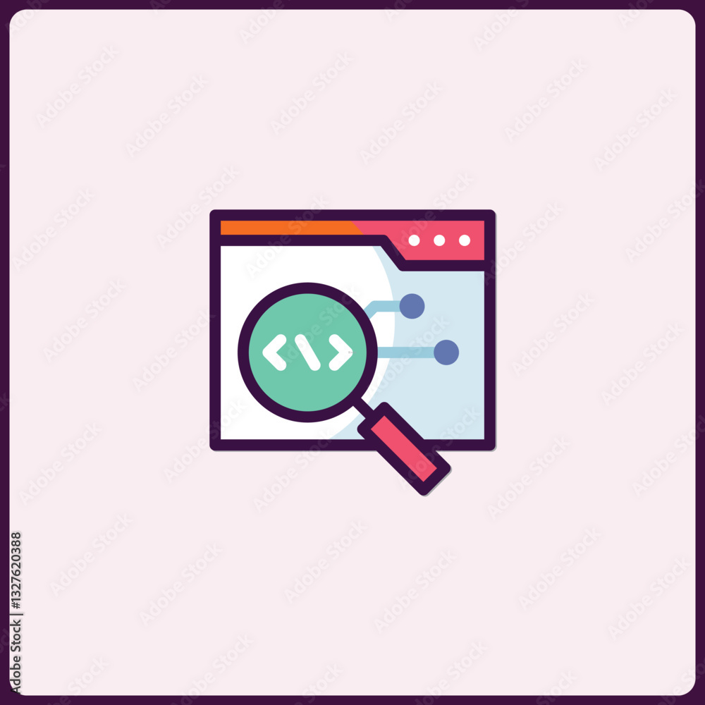 Coding Analysis and Search Icon for Web Development and Programming Coding Analysis and Search Icon for Web Development and Programming