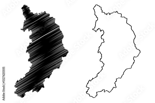 Khakassia (Russia, Subjects of the Russian Federation, Republics of Russia) map vector illustration, scribble sketch Republic of Khakassia map