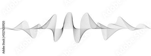 Abstract undulating lines of sound wave . Dynamic pulsating wave Music concept, digital music frequency symbols. Vector illustration