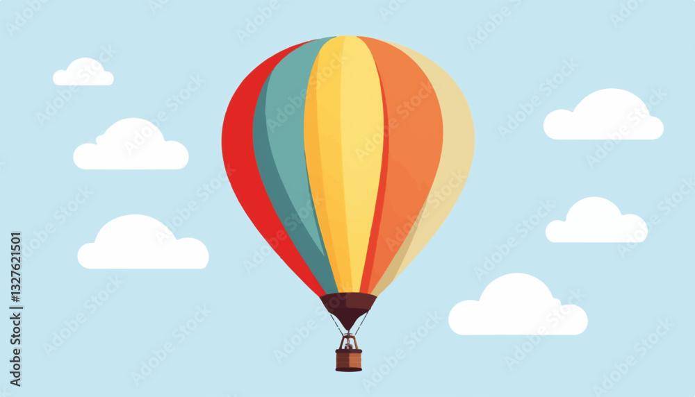 Obraz premium Colorful hot air balloon flying in a blue sky