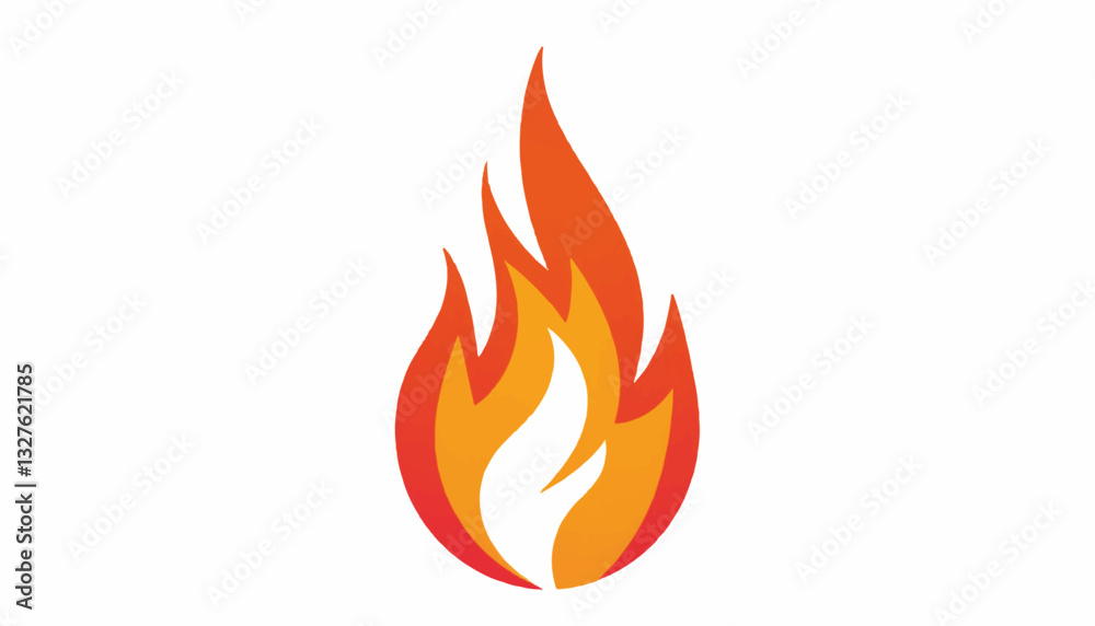 Flame illustration with vibrant colors on a white background Flame illustration with vibrant colors on a white background