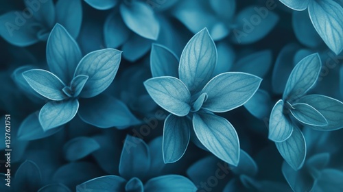 A Vibrant Display of Deep Blue Leaves Creating a Lush, Textured Scene That Evokes a Sense of Nature and Tranquility in an Artistic Arrangement
