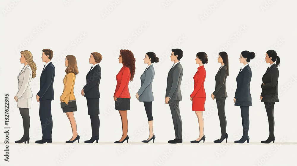 Obraz premium Business concept of different salary for gender equal vector illustration. Business managers with differing gender gap and salaries. Wages business management, pay competition offering