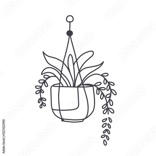 Minimalist Hanging Plant Illustration