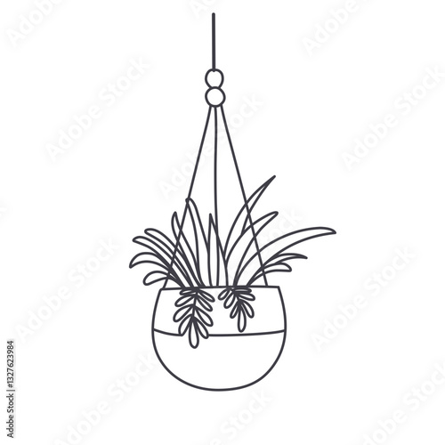 Illustration of Hanging Planter with Plants
