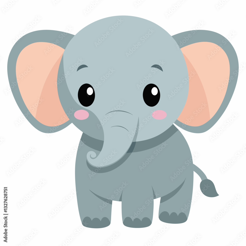 a cute cartoon elephant with large ears, trunk and big eyes a cute cartoon elephant with large ears, trunk and big eyes