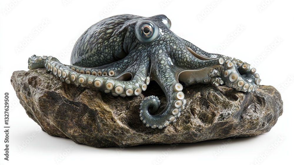 Obraz premium Octopus displaying intricacies on rocky surface underwater environment close-up shot