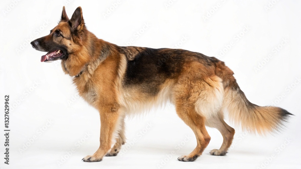 shepherd dog in full view on white studio background shepherd dog in full view on white studio background