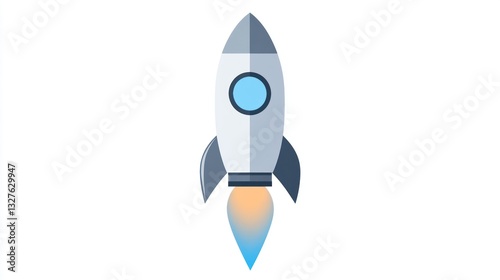 A sleek rocket launching into space with vibrant flames ideal for technology and innovation co