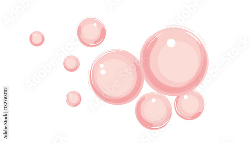 Pink bubbles on white background
