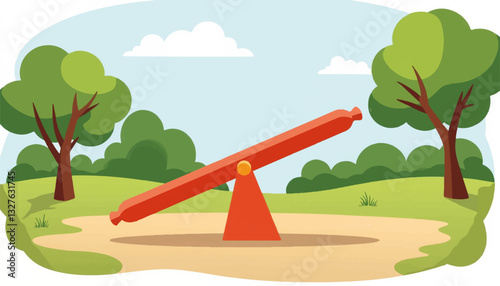 Playground seesaw in a vibrant park setting