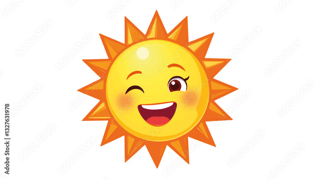Winking sun cartoon character with a cheerful smile Winking sun cartoon character with a cheerful smile