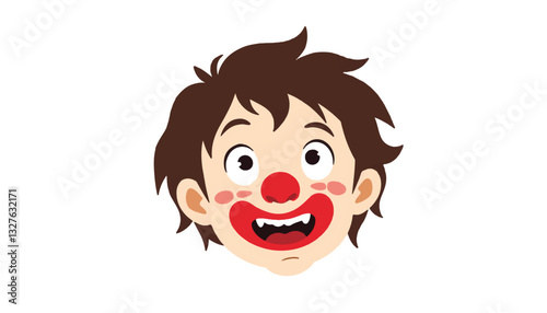 Happy clown boy with painted face