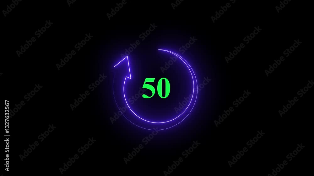 Refresh button icon animation with counting 0-100. circle arrow icon set, reload, rotation on black background in white color. 4k animation.