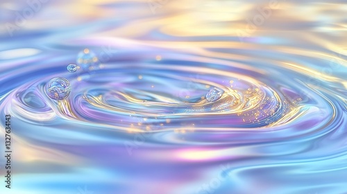 A mesmerizing ripple of iridescent liquid with soft gradients of blue