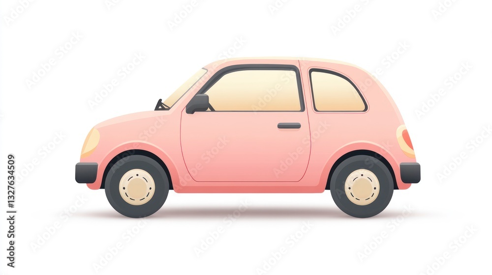 Compact Car Illustration Pink Vehicle with Sleek Design for Transportation and Travel Concepts Compact Car Illustration Pink Vehicle with Sleek Design for Transportation and Travel Concepts