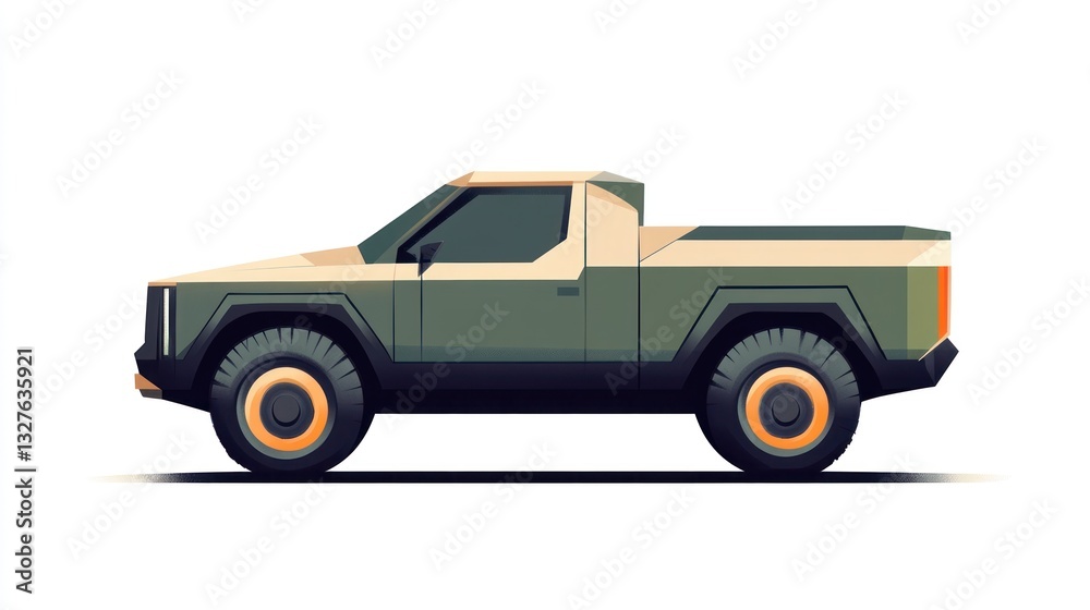 Futuristic Pickup Truck Design with Geometric Patterns and Bold Colors for Modern Automotive Co Futuristic Pickup Truck Design with Geometric Patterns and Bold Colors for Modern Automotive Co