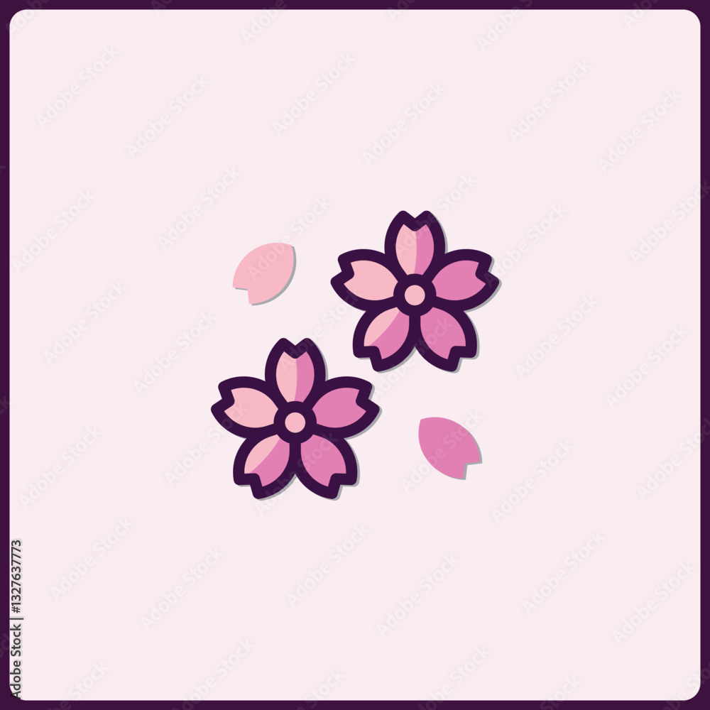 Fototapeta premium Minimalist Cherry Blossom Icon with Soft Pink Hues in a Contemporary Style
