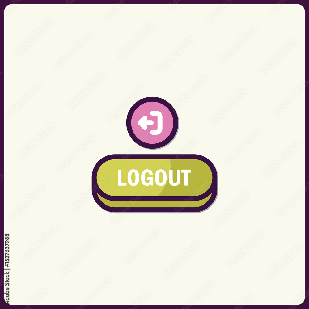 Stylized logout icon with arrow indication and pastel color scheme design