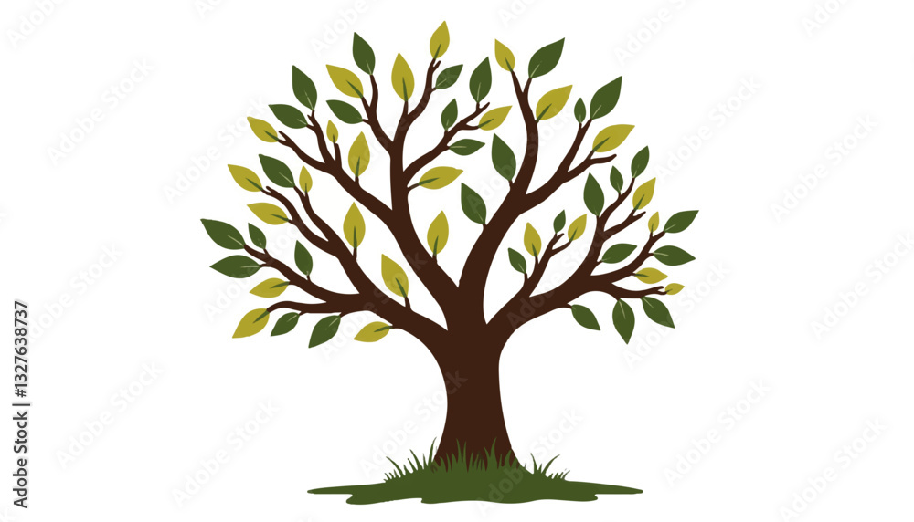 Fototapeta premium Tree with lush green leaves on white background
