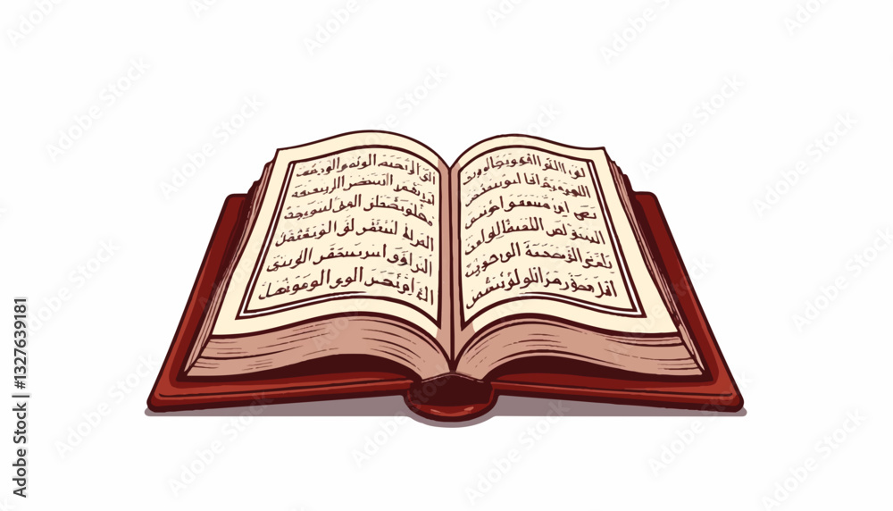 Obraz premium Open book with Arabic text on a white background