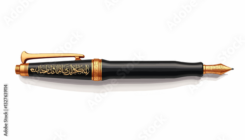Elegant black fountain pen with gold accents
