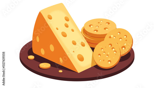 Cheese and crackers on a wooden platter