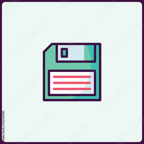 Retro storage symbol icon, a vintage digital data carrier illustration