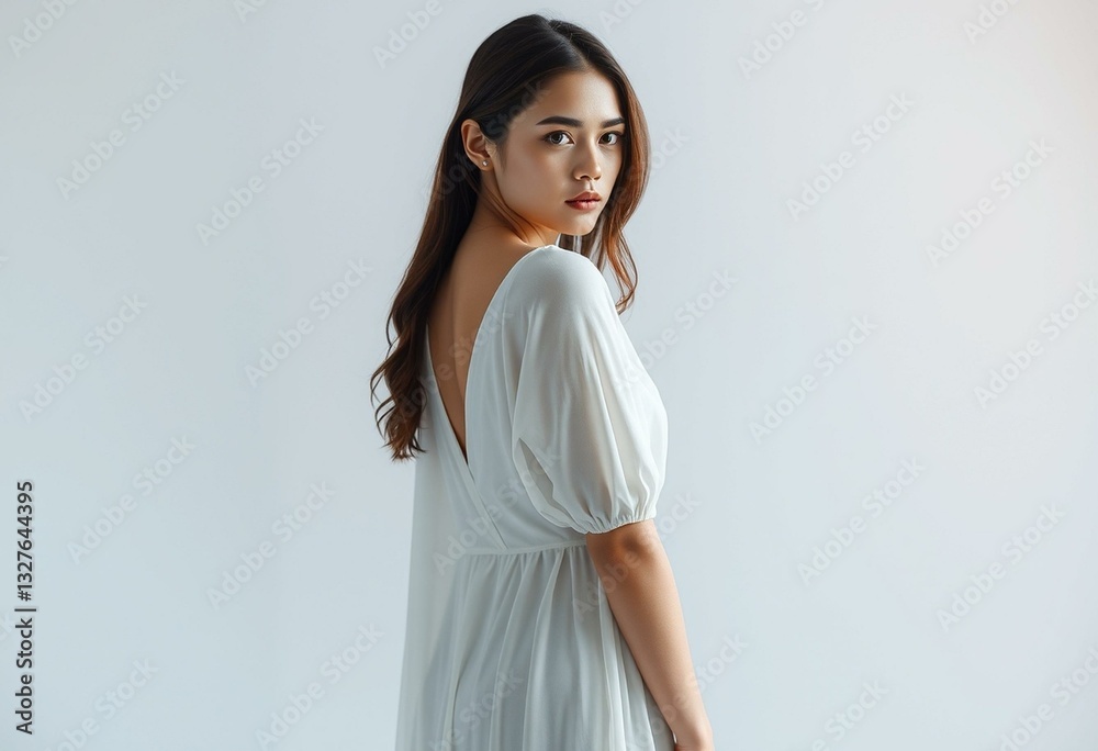 Female portrait with cold pastel background Female portrait with cold pastel background