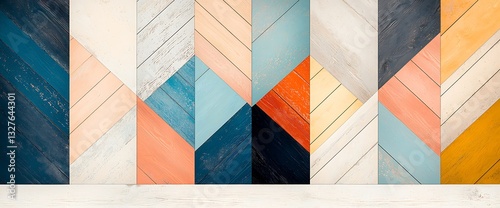 Colorful Geometric Wood Panel Background