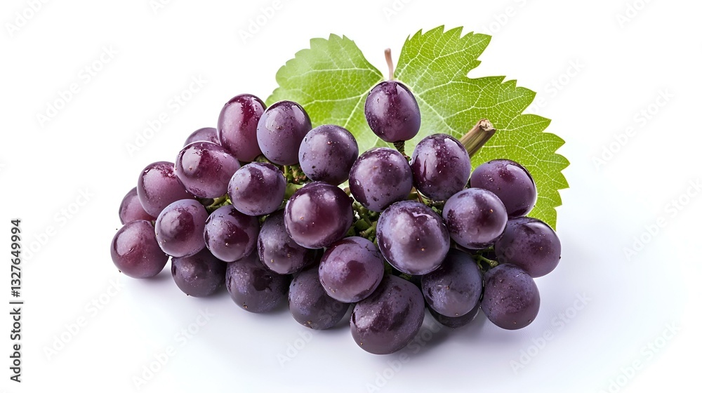 Fototapeta premium Bunch of dark grapes isolated on white background