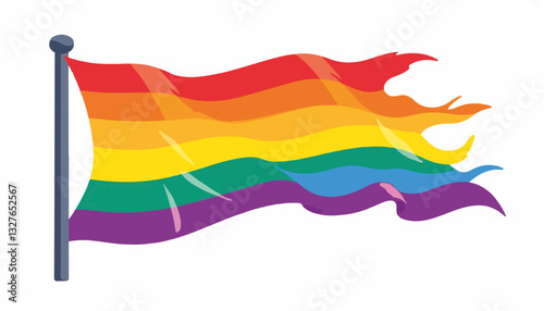 Rainbow flag waving in the wind