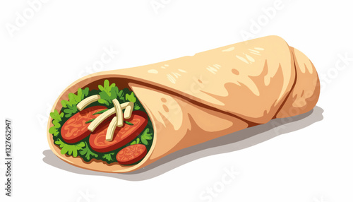 Delicious wrap filled with vegetables and meat